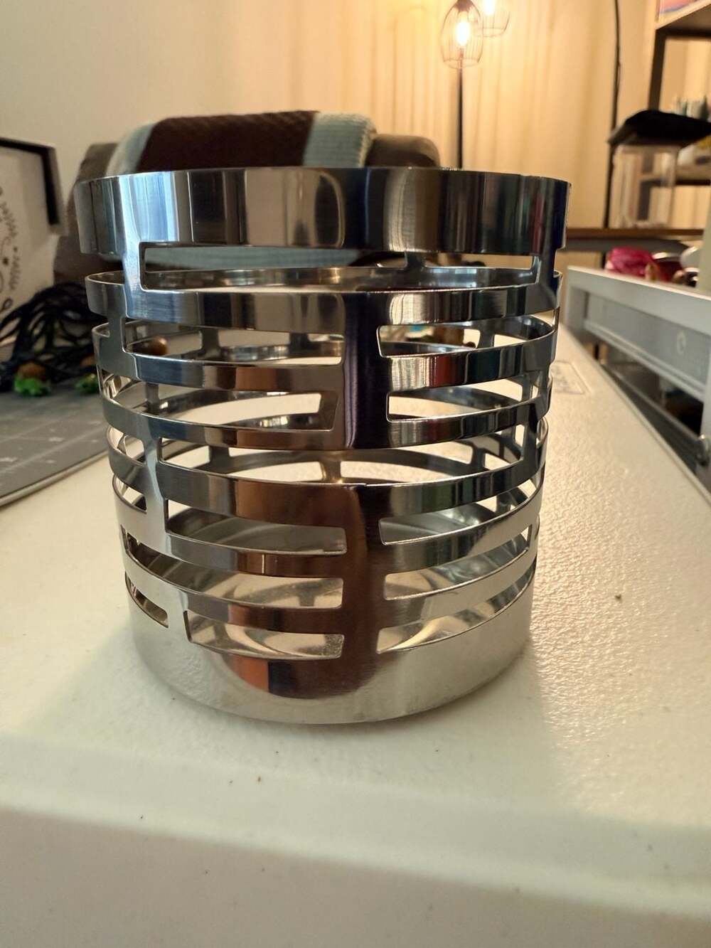 IKEA Stainless Steel Metal Cutout Candle Holder Vase Container